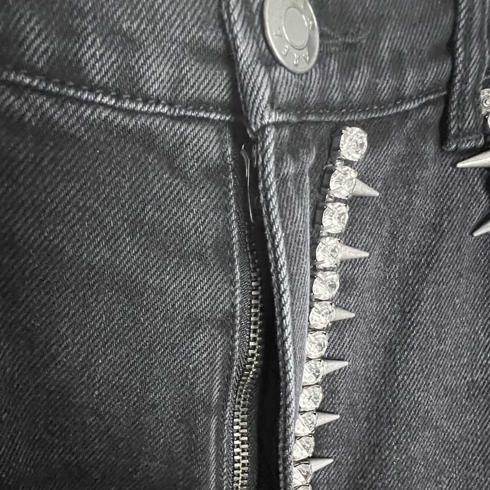 AREA NYC Crystal Backslit Jeans in Black Sz 6 - Picture 10 of 13